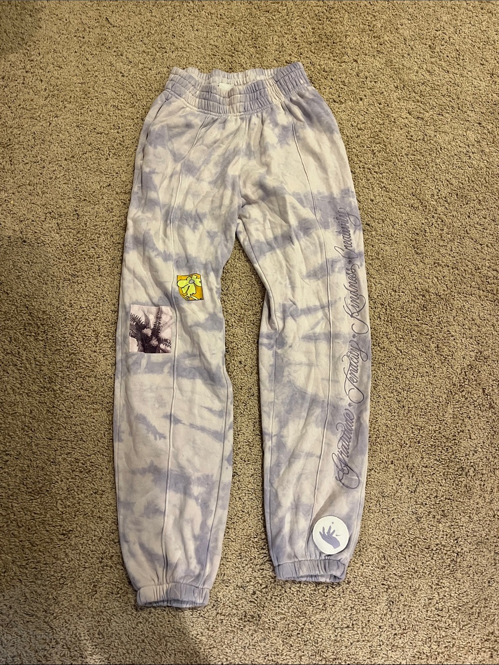 Nike Women's Lavender Tie-Dye Track Joggers with Graphic Patches